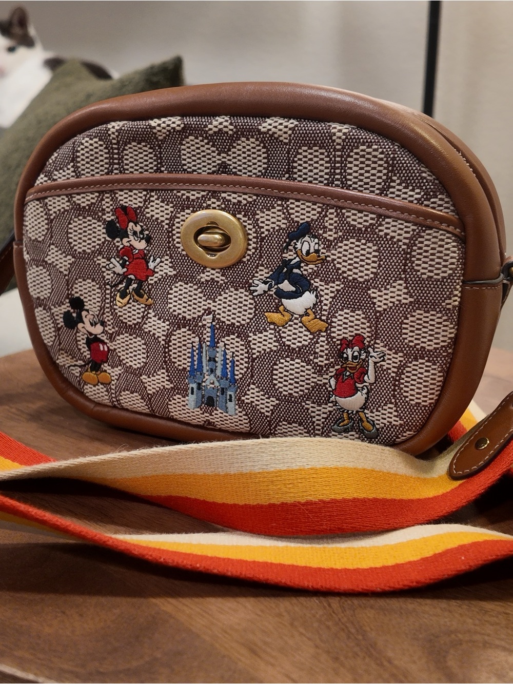 Coach Mickey & Friends Signature Crossbody in Brown with Multicolor Strap